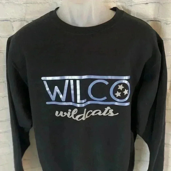 Wilco Wildcats Black Blue Pullover Crewneck Sweatshirt Woman’s Size M Cheer Cute - Picture 3 of 12